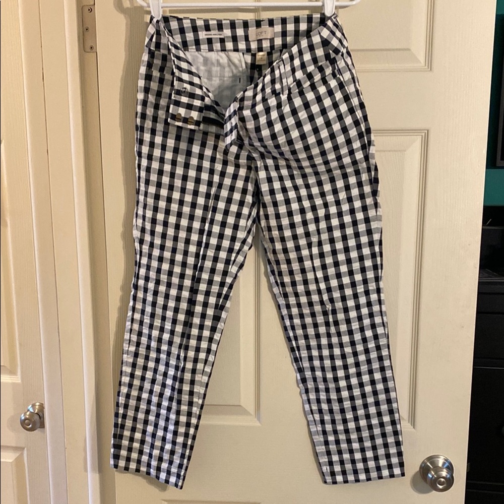 Gingham ankle pant